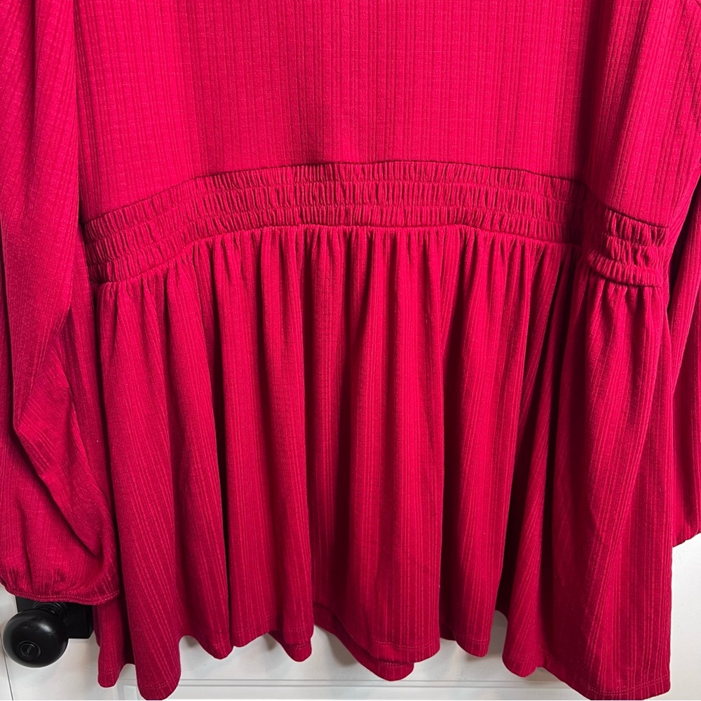 Torrid Texture Jersey Lace Yoke Surplice Long Sleeve Babydoll Top. Size 3. NWT. - Picture 8 of 13